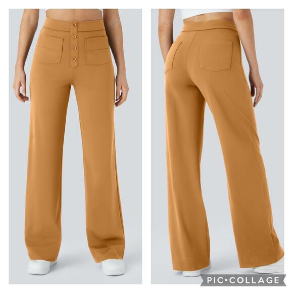HALARA Pants - Halara Day Stretch High Waisted Straight Leg Pants Pull On Tan Size Small